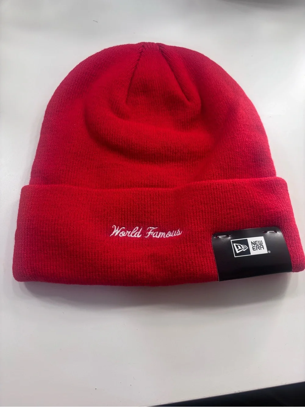 Supreme Red Beanie with White Logo